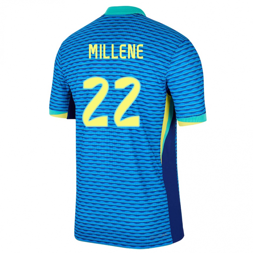 Damen Fußball Brasilien Millene #22 Blau Auswärtstrikot Trikot 24-26 T-Shirt Luxemburg