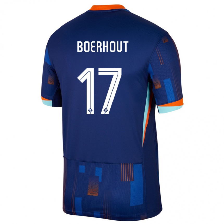 Damen Fußball Niederlande Yoram Boerhout #17 Blau Auswärtstrikot Trikot 24-26 T-Shirt Luxemburg