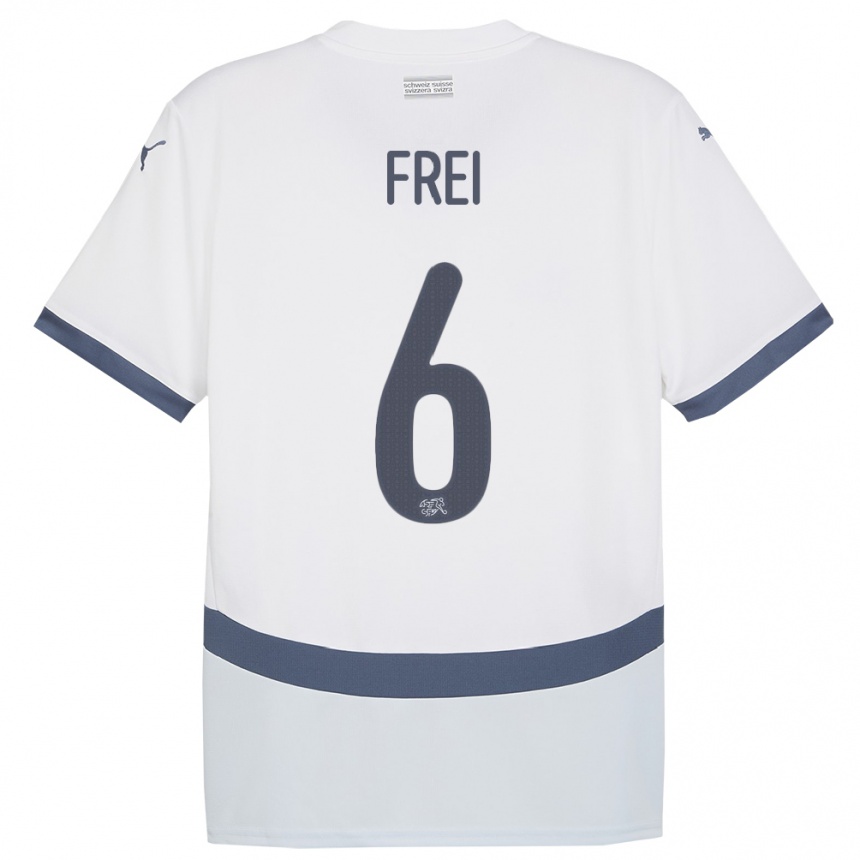 Damen Fußball Schweiz Fabian Frei #6 Weiß Auswärtstrikot Trikot 24-26 T-Shirt Luxemburg