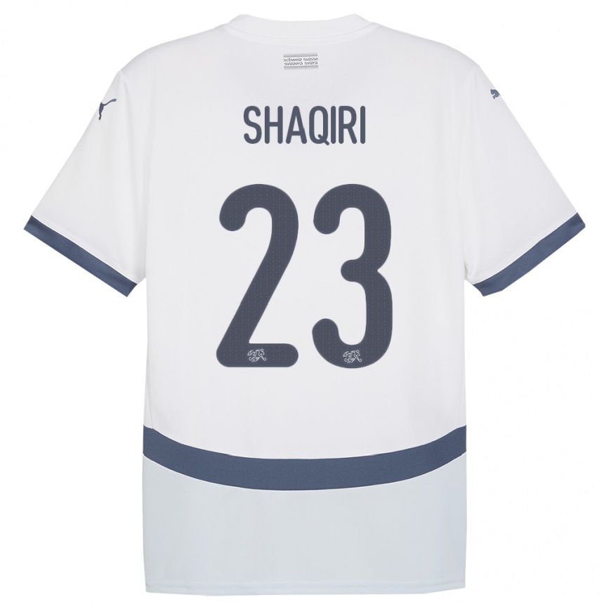 Damen Fußball Schweiz Xherdan Shaqiri #23 Weiß Auswärtstrikot Trikot 24-26 T-Shirt Luxemburg