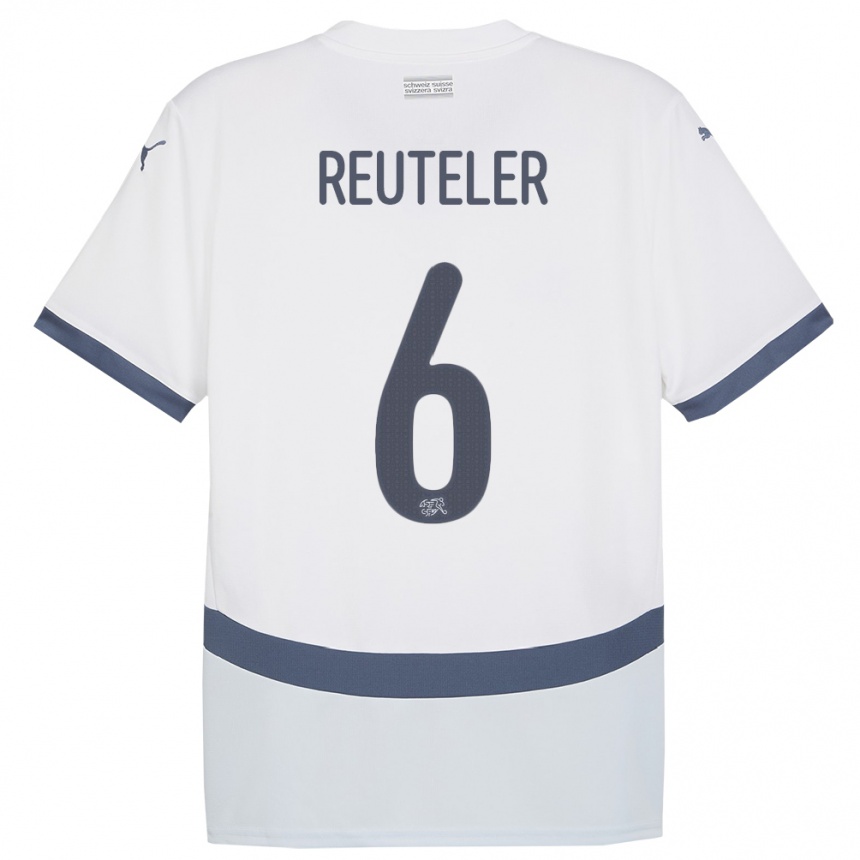 Damen Fußball Schweiz Geraldine Reuteler #6 Weiß Auswärtstrikot Trikot 24-26 T-Shirt Luxemburg