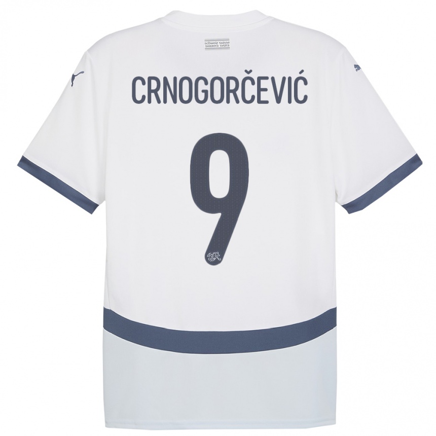 Damen Fußball Schweiz Ana Maria Crnogorcevic #9 Weiß Auswärtstrikot Trikot 24-26 T-Shirt Luxemburg