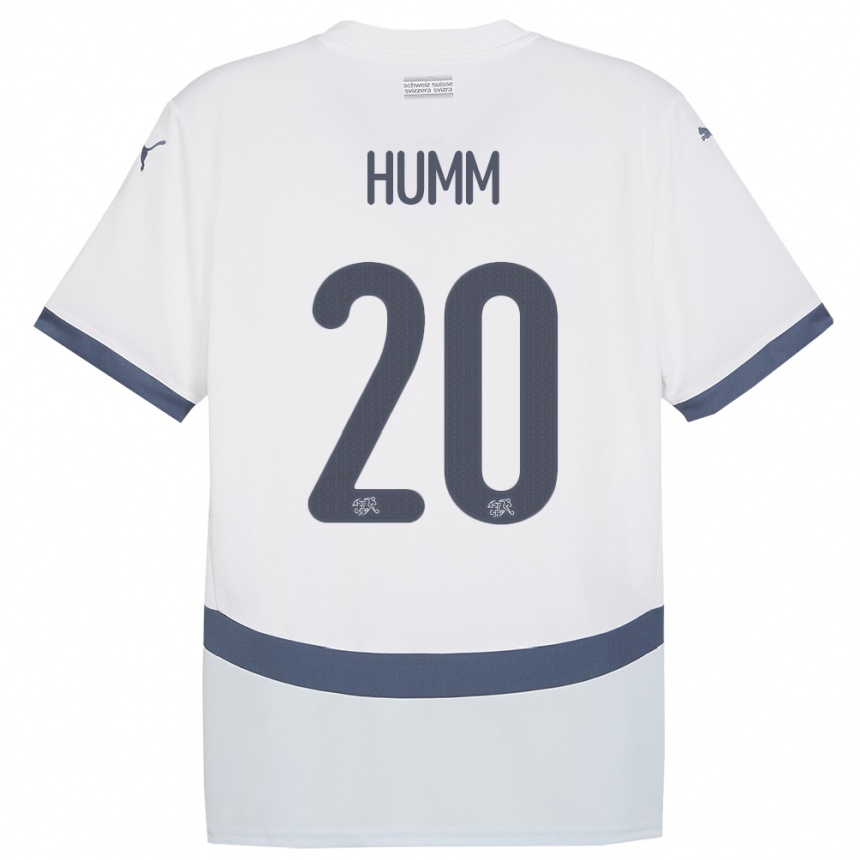 Damen Fußball Schweiz Fabienne Humm #20 Weiß Auswärtstrikot Trikot 24-26 T-Shirt Luxemburg