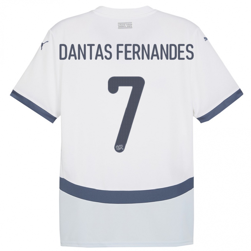 Damen Fußball Schweiz Ronaldo Dantas Fernandes #7 Weiß Auswärtstrikot Trikot 24-26 T-Shirt Luxemburg