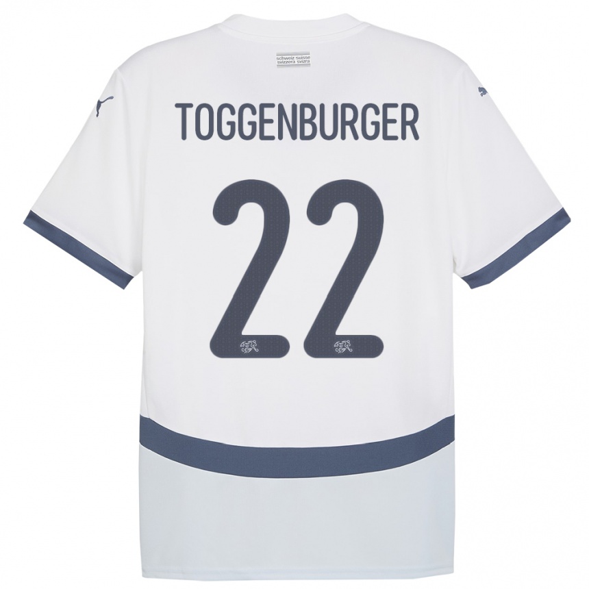 Damen Fußball Schweiz Nando Toggenburger #22 Weiß Auswärtstrikot Trikot 24-26 T-Shirt Luxemburg