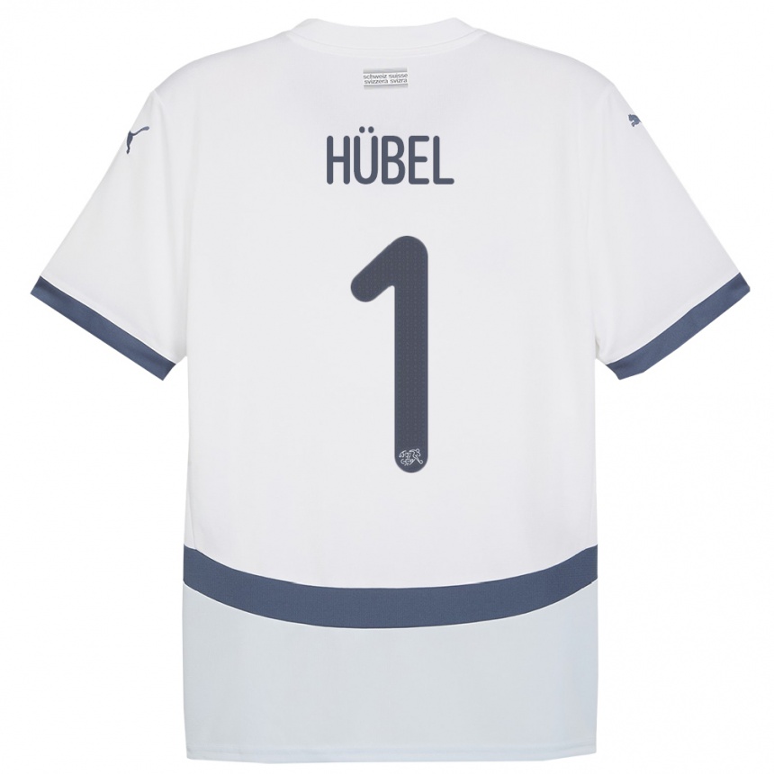 Damen Fußball Schweiz Marvin Hubel #1 Weiß Auswärtstrikot Trikot 24-26 T-Shirt Luxemburg