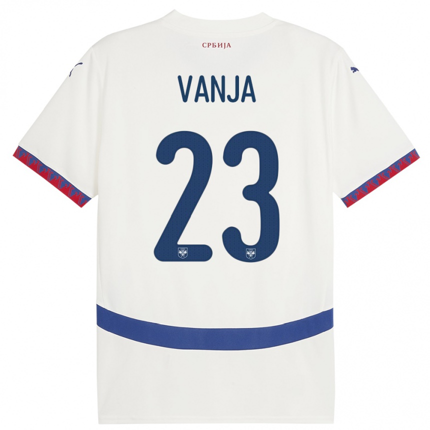 Damen Fußball Serbien Vanja Milinkovic-Savic #23 Weiß Auswärtstrikot Trikot 24-26 T-Shirt Luxemburg