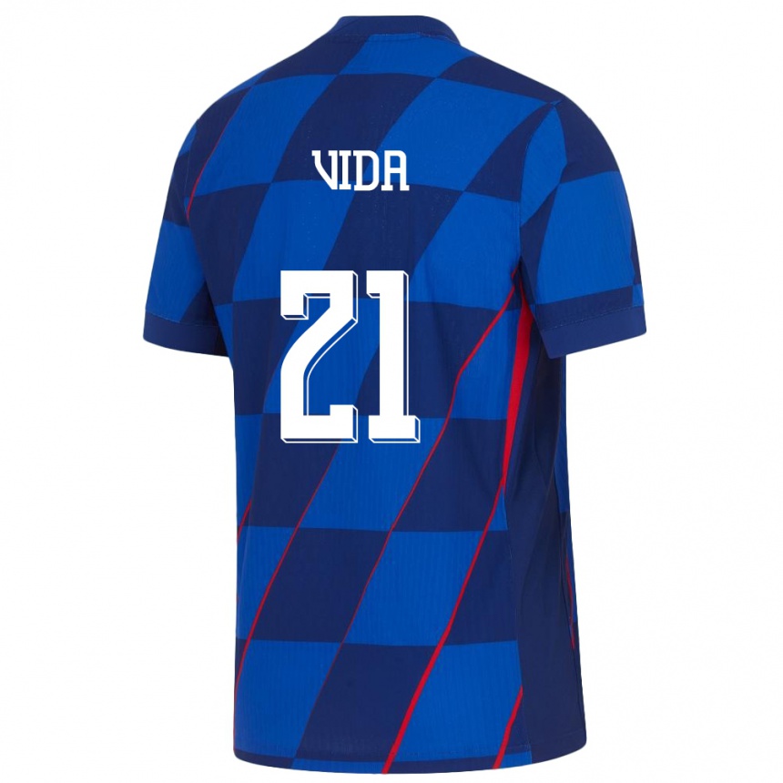 Damen Fußball Kroatien Domagoj Vida #21 Blau Auswärtstrikot Trikot 24-26 T-Shirt Luxemburg