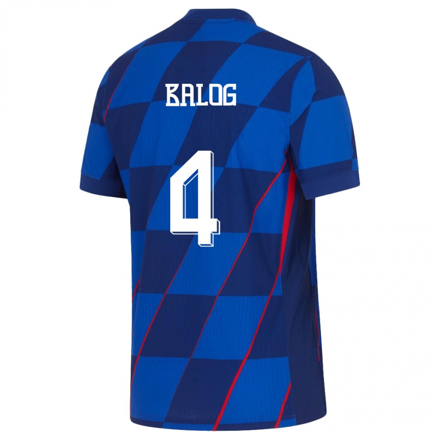 Damen Fußball Kroatien Leonarda Balog #4 Blau Auswärtstrikot Trikot 24-26 T-Shirt Luxemburg