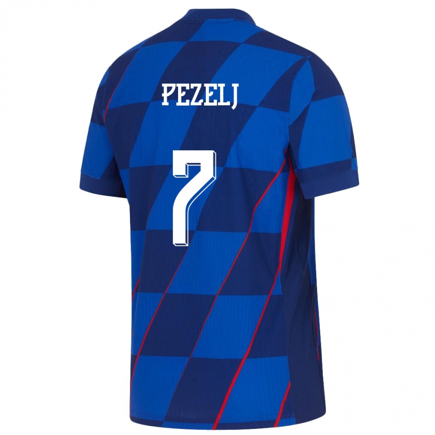 Damen Fußball Kroatien Petra Pezelj #7 Blau Auswärtstrikot Trikot 24-26 T-Shirt Luxemburg
