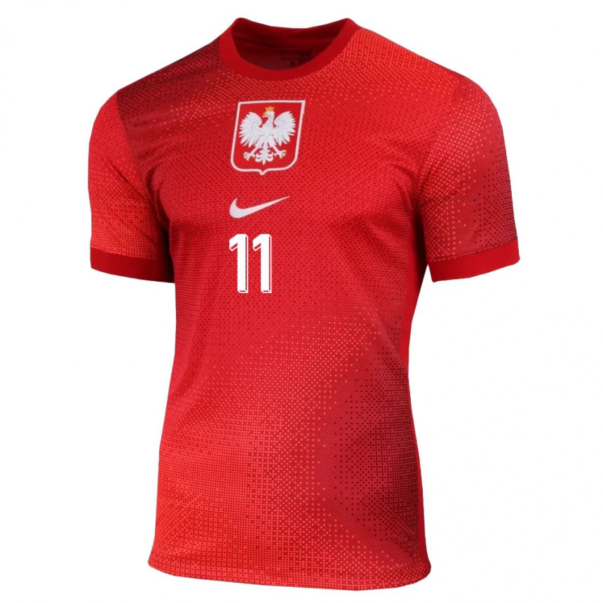 Damen Fußball Polen Jakub Antczak #11 Rot Auswärtstrikot Trikot 24-26 T-Shirt Luxemburg
