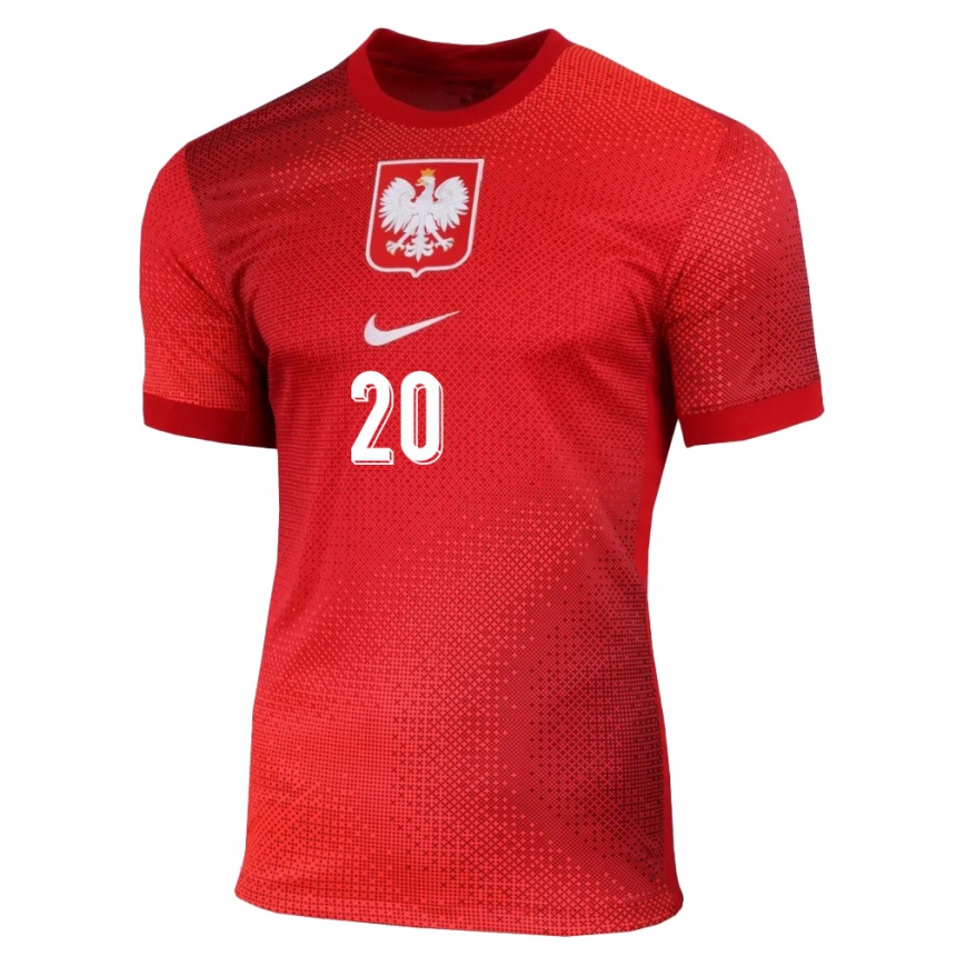 Damen Fußball Polen Piotr Zielinski #20 Rot Auswärtstrikot Trikot 24-26 T-Shirt Luxemburg
