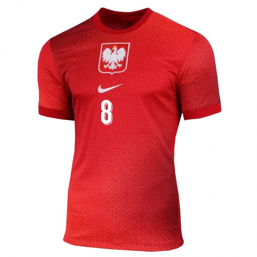 Damen Fußball Polen Karol Linetty #8 Rot Auswärtstrikot Trikot 24-26 T-Shirt Luxemburg
