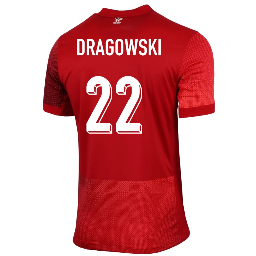 Damen Fußball Polen Bartlomiej Dragowski #22 Rot Auswärtstrikot Trikot 24-26 T-Shirt Luxemburg