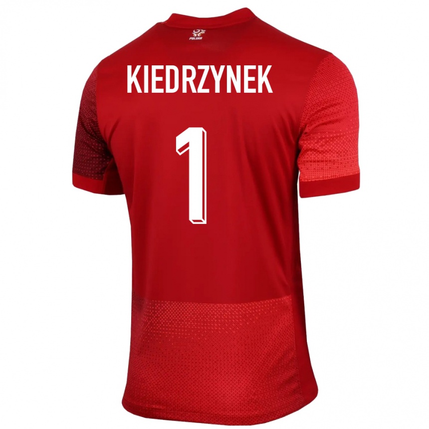 Damen Fußball Polen Katarzyna Kiedrzynek #1 Rot Auswärtstrikot Trikot 24-26 T-Shirt Luxemburg