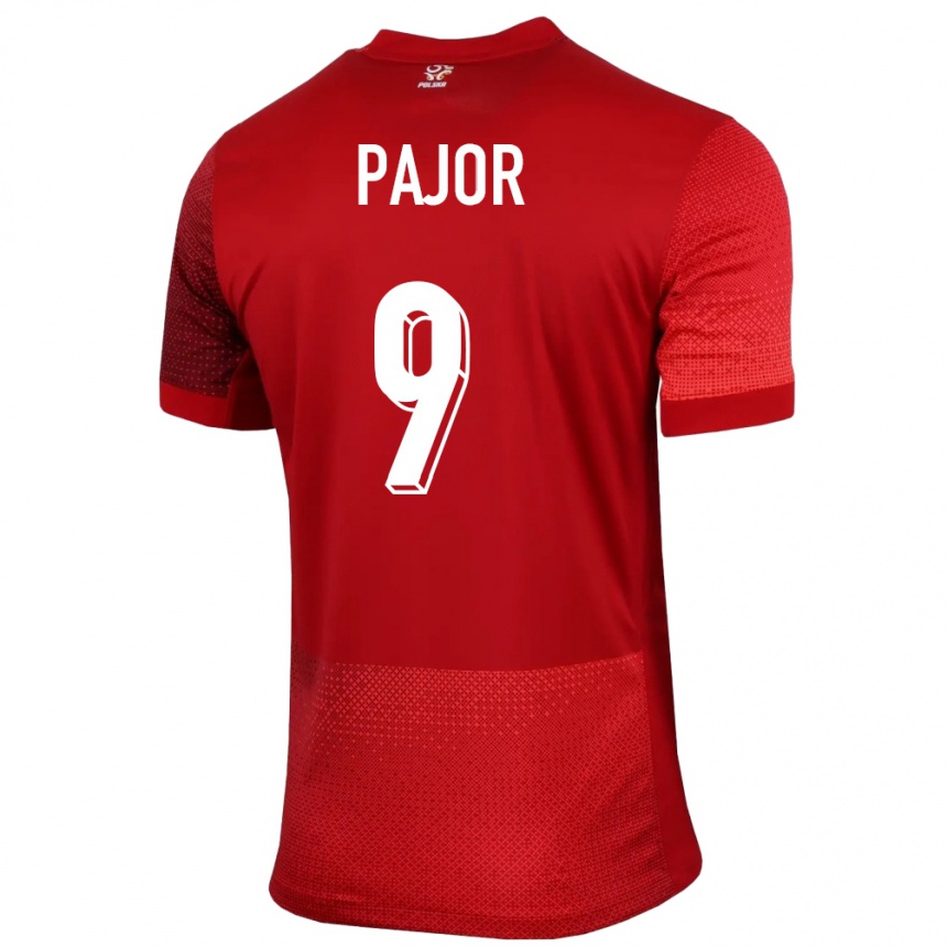 Damen Fußball Polen Ewa Pajor #9 Rot Auswärtstrikot Trikot 24-26 T-Shirt Luxemburg