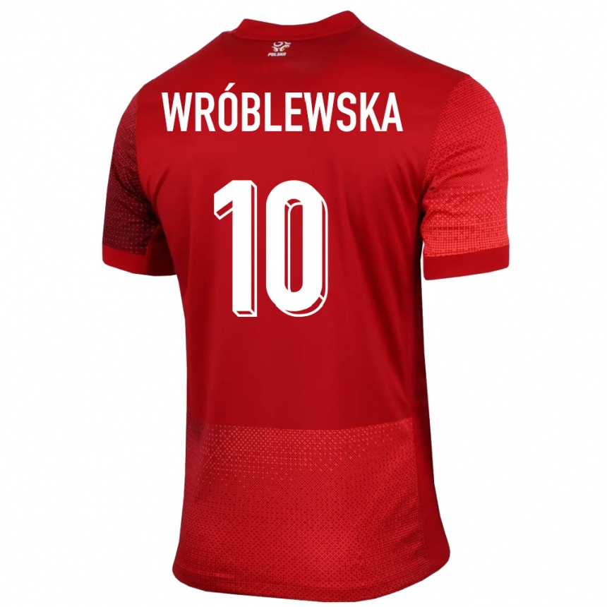 Damen Fußball Polen Joanna Wroblewska #10 Rot Auswärtstrikot Trikot 24-26 T-Shirt Luxemburg