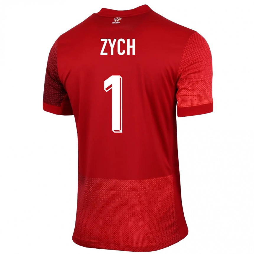 Damen Fußball Polen Oliwier Zych #1 Rot Auswärtstrikot Trikot 24-26 T-Shirt Luxemburg