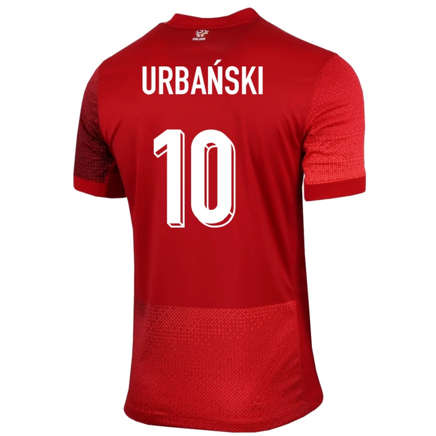 Damen Fußball Polen Kacper Urbanski #10 Rot Auswärtstrikot Trikot 24-26 T-Shirt Luxemburg