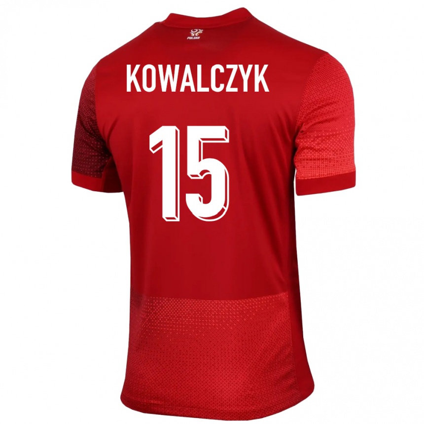 Damen Fußball Polen Mateusz Kowalczyk #15 Rot Auswärtstrikot Trikot 24-26 T-Shirt Luxemburg
