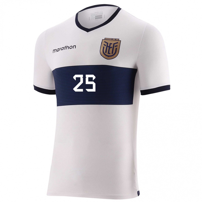 Damen Fußball Ecuador Nilson Angulo #25 Weiß Auswärtstrikot Trikot 24-26 T-Shirt Luxemburg