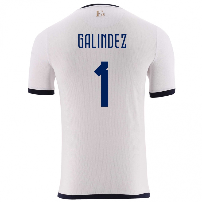 Damen Fußball Ecuador Hernan Galindez #1 Weiß Auswärtstrikot Trikot 24-26 T-Shirt Luxemburg