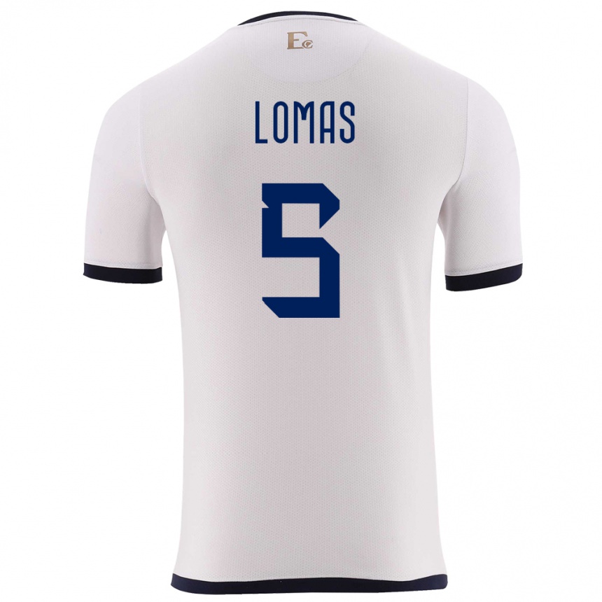 Damen Fußball Ecuador Ariana Lomas #5 Weiß Auswärtstrikot Trikot 24-26 T-Shirt Luxemburg