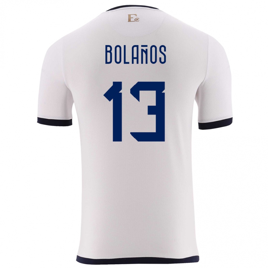 Damen Fußball Ecuador Nayely Bolanos #13 Weiß Auswärtstrikot Trikot 24-26 T-Shirt Luxemburg