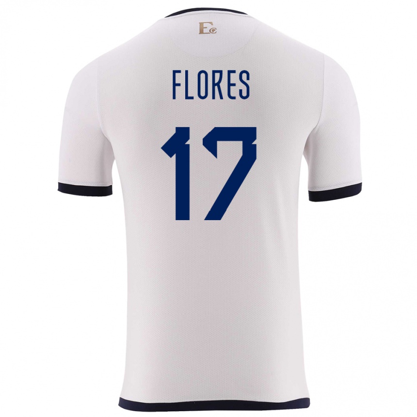 Damen Fußball Ecuador Karen Flores #17 Weiß Auswärtstrikot Trikot 24-26 T-Shirt Luxemburg