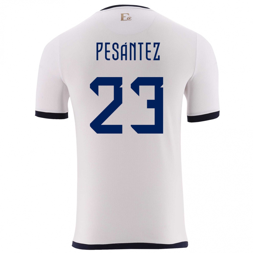 Damen Fußball Ecuador Danna Pesantez #23 Weiß Auswärtstrikot Trikot 24-26 T-Shirt Luxemburg
