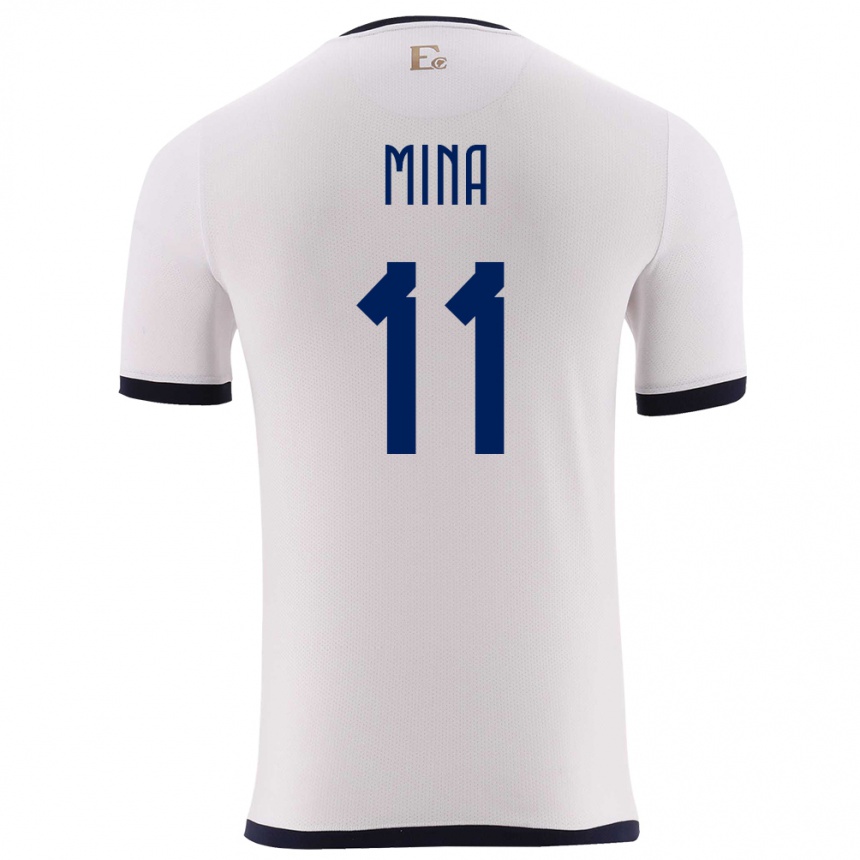 Damen Fußball Ecuador Ariel Mina #11 Weiß Auswärtstrikot Trikot 24-26 T-Shirt Luxemburg