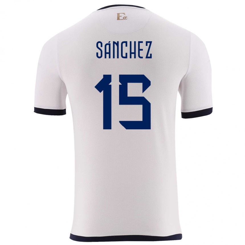 Damen Fußball Ecuador Juan Sanchez #15 Weiß Auswärtstrikot Trikot 24-26 T-Shirt Luxemburg