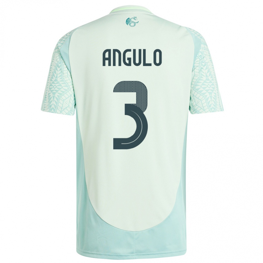 Damen Fußball Mexiko Jesus Angulo #3 Leinengrün Auswärtstrikot Trikot 24-26 T-Shirt Luxemburg