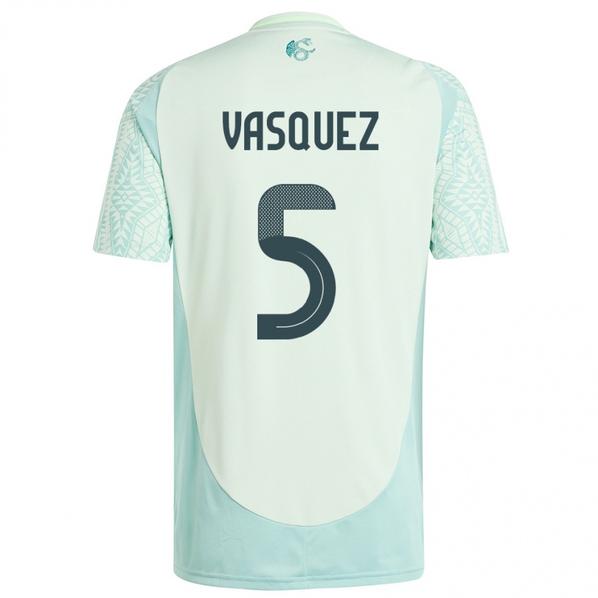Damen Fußball Mexiko Johan Vasquez #5 Leinengrün Auswärtstrikot Trikot 24-26 T-Shirt Luxemburg