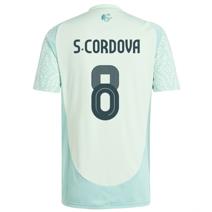 Damen Fußball Mexiko Sebastian Cordova #8 Leinengrün Auswärtstrikot Trikot 24-26 T-Shirt Luxemburg