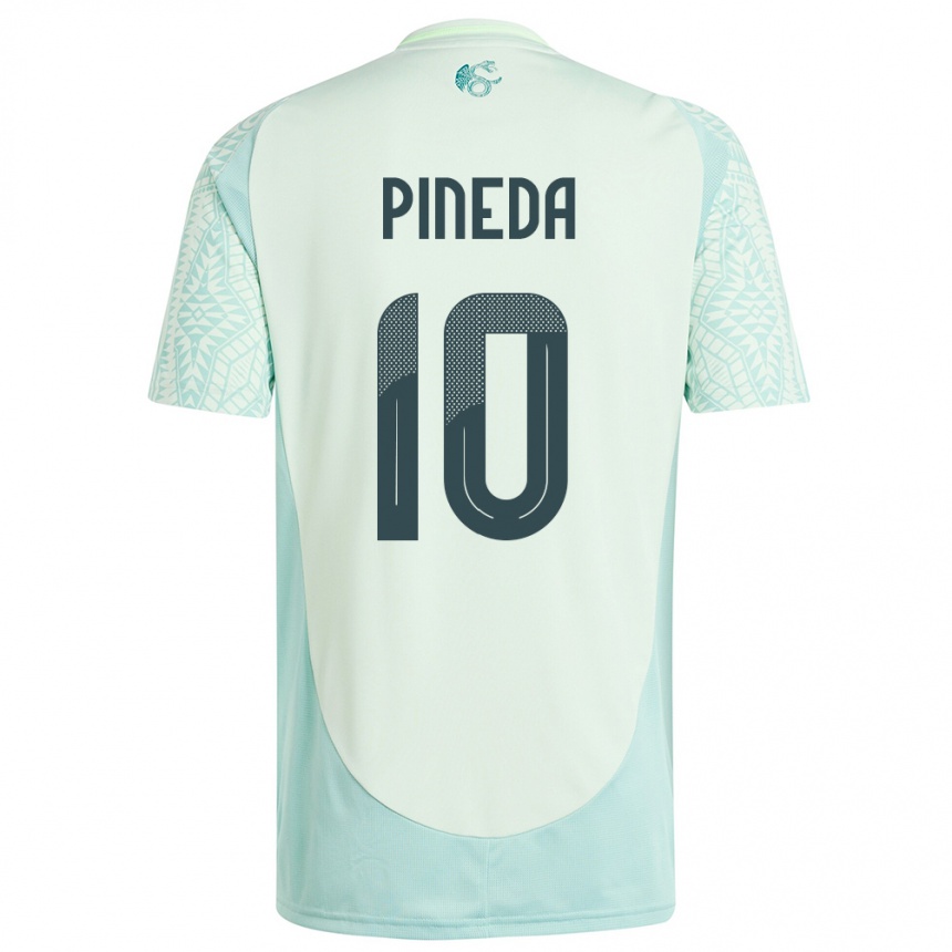 Damen Fußball Mexiko Orbelin Pineda #10 Leinengrün Auswärtstrikot Trikot 24-26 T-Shirt Luxemburg