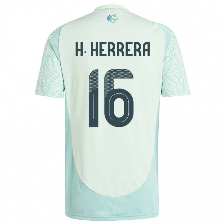 Damen Fußball Mexiko Hector Herrera #16 Leinengrün Auswärtstrikot Trikot 24-26 T-Shirt Luxemburg