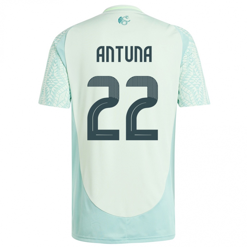 Damen Fußball Mexiko Uriel Antuna #22 Leinengrün Auswärtstrikot Trikot 24-26 T-Shirt Luxemburg
