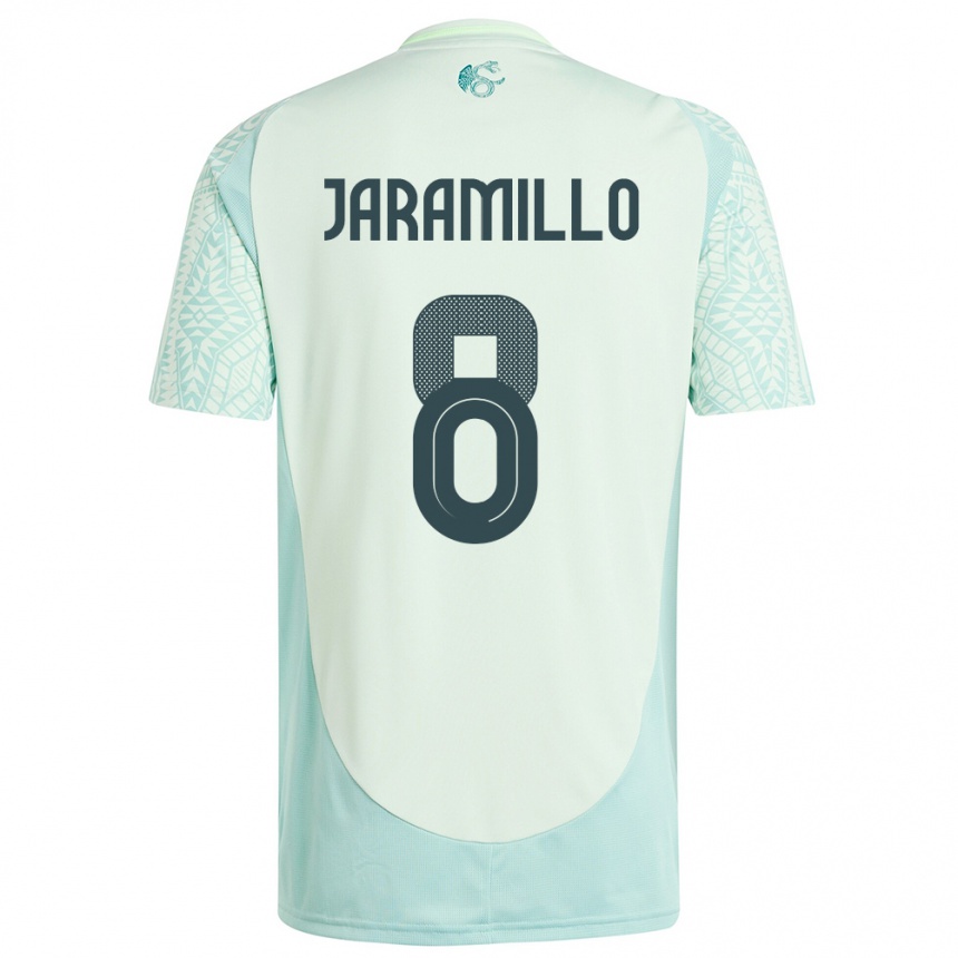 Damen Fußball Mexiko Carolina Jaramillo #8 Leinengrün Auswärtstrikot Trikot 24-26 T-Shirt Luxemburg