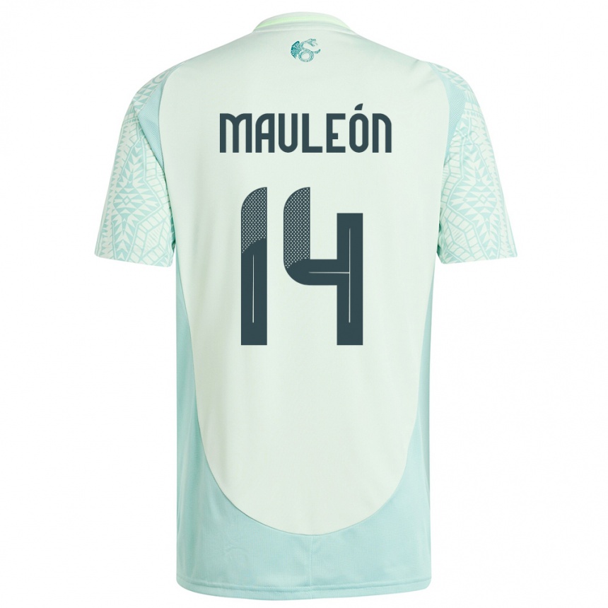 Damen Fußball Mexiko Natalia Mauleon #14 Leinengrün Auswärtstrikot Trikot 24-26 T-Shirt Luxemburg