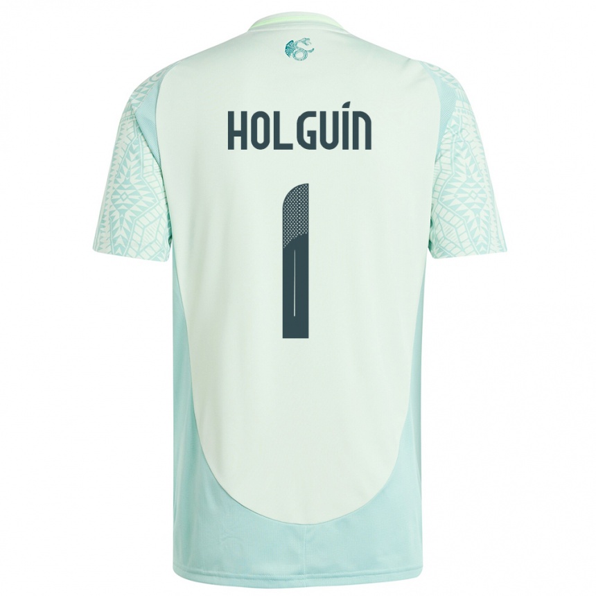 Damen Fußball Mexiko Hector Holguin #1 Leinengrün Auswärtstrikot Trikot 24-26 T-Shirt Luxemburg