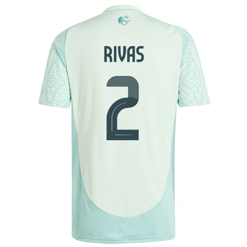 Damen Fußball Mexiko Jesus Rivas #2 Leinengrün Auswärtstrikot Trikot 24-26 T-Shirt Luxemburg