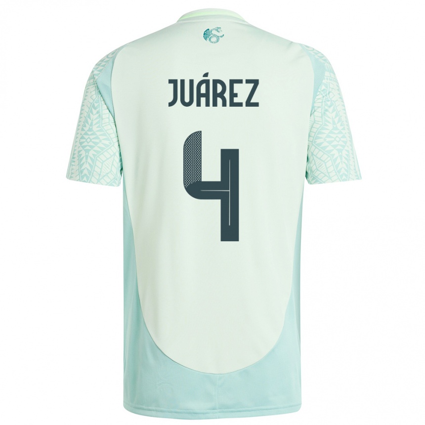 Damen Fußball Mexiko Ramon Juarez #4 Leinengrün Auswärtstrikot Trikot 24-26 T-Shirt Luxemburg