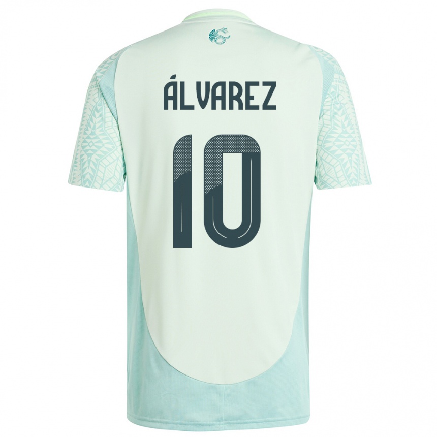 Damen Fußball Mexiko Efrain Alvarez #10 Leinengrün Auswärtstrikot Trikot 24-26 T-Shirt Luxemburg