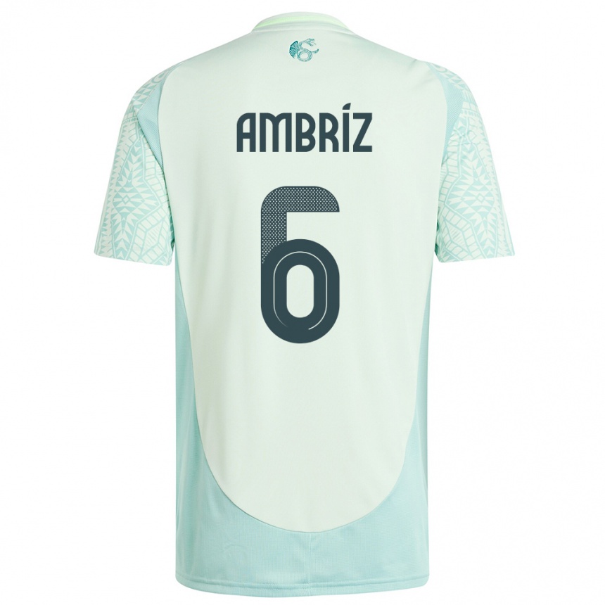 Damen Fußball Mexiko Fidel Ambriz #6 Leinengrün Auswärtstrikot Trikot 24-26 T-Shirt Luxemburg