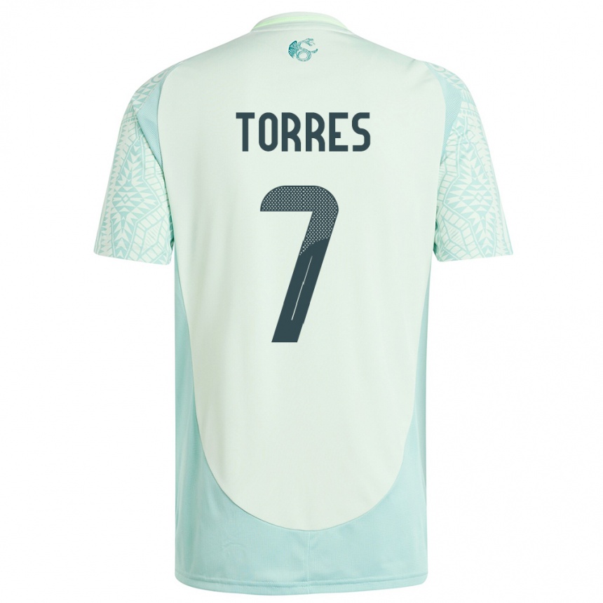 Damen Fußball Mexiko Christian Torres #7 Leinengrün Auswärtstrikot Trikot 24-26 T-Shirt Luxemburg