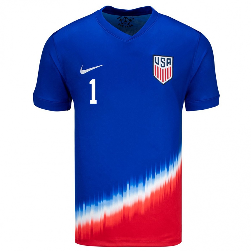 Damen Fußball Vereinigte Staaten Chris Brady #1 Blau Auswärtstrikot Trikot 24-26 T-Shirt Luxemburg