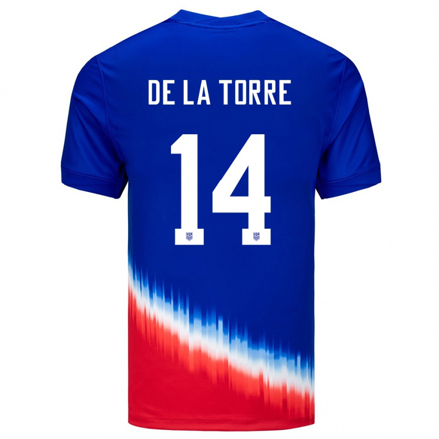 Damen Fußball Vereinigte Staaten Luca De La Torre #14 Blau Auswärtstrikot Trikot 24-26 T-Shirt Luxemburg