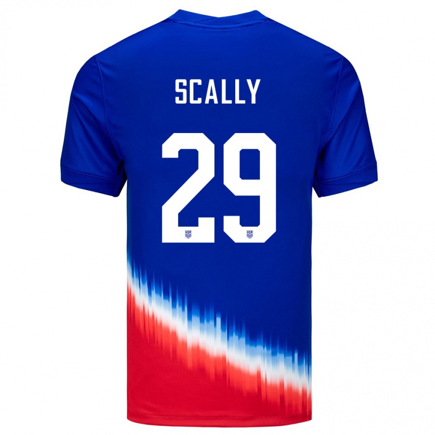 Damen Fußball Vereinigte Staaten Joseph Scally #29 Blau Auswärtstrikot Trikot 24-26 T-Shirt Luxemburg