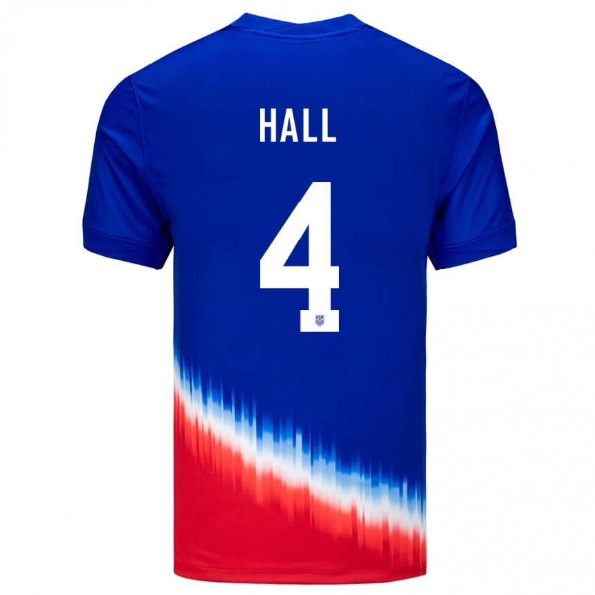Damen Fußball Vereinigte Staaten Tyler Hall #4 Blau Auswärtstrikot Trikot 24-26 T-Shirt Luxemburg